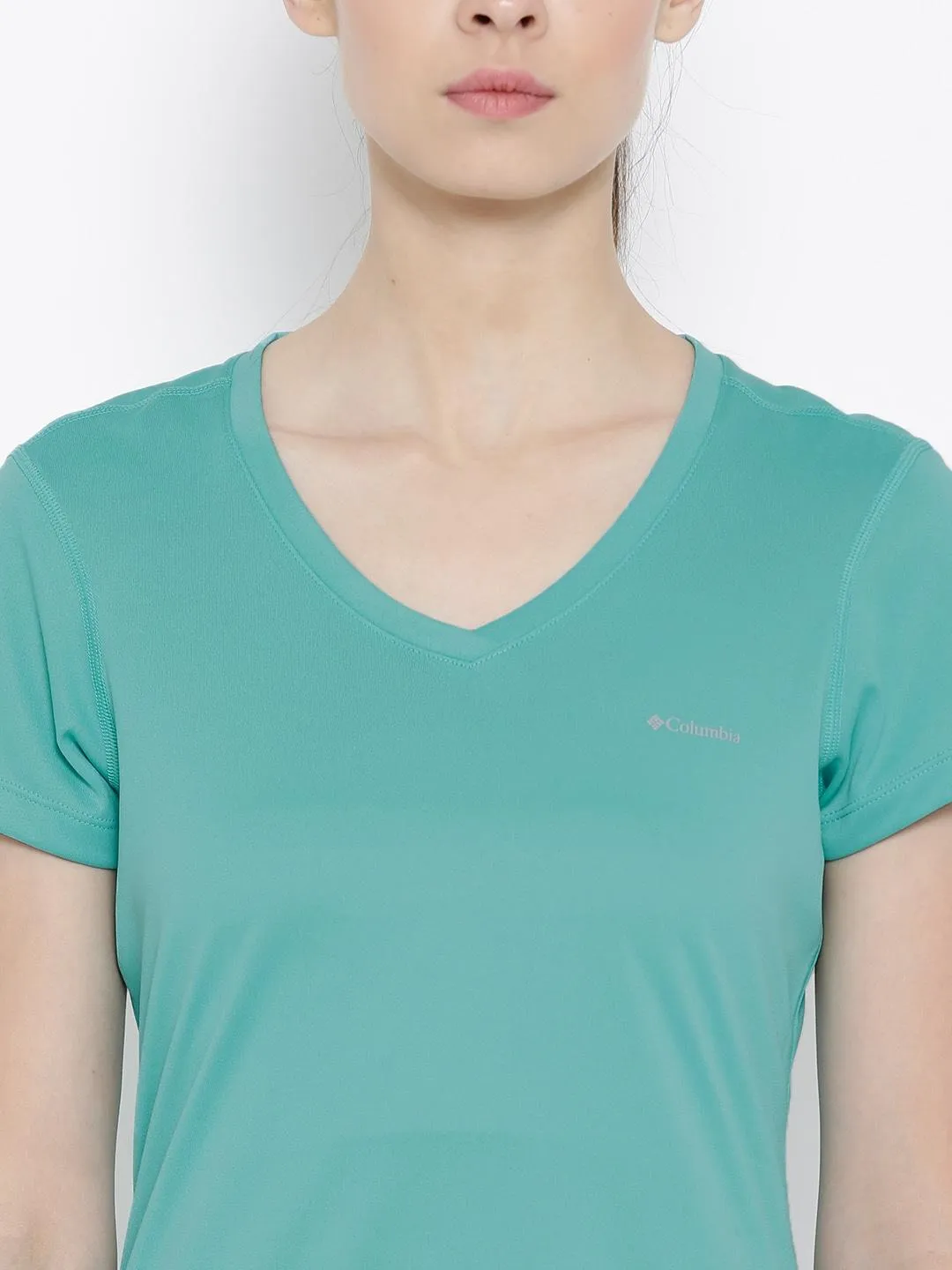 Columbia Women Green Omni-Wick Tech TrekShort Sleeve Tshirt