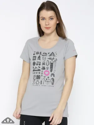 Columbia Women Grey Omni-Wick Camp Stamp Performance Tshirt