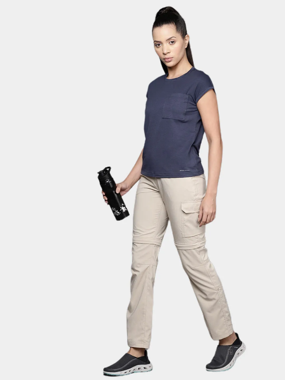 Columbia Women Navy Blue Omni-Wick Boundless Trek Tshirt