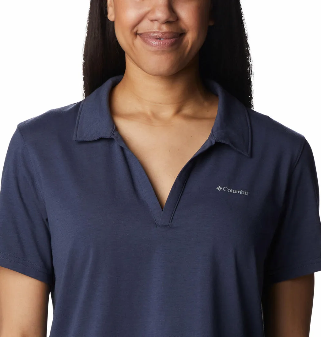 Columbia Women Navy Blue Omni-Wick W Sun Trek Polo Tshirt