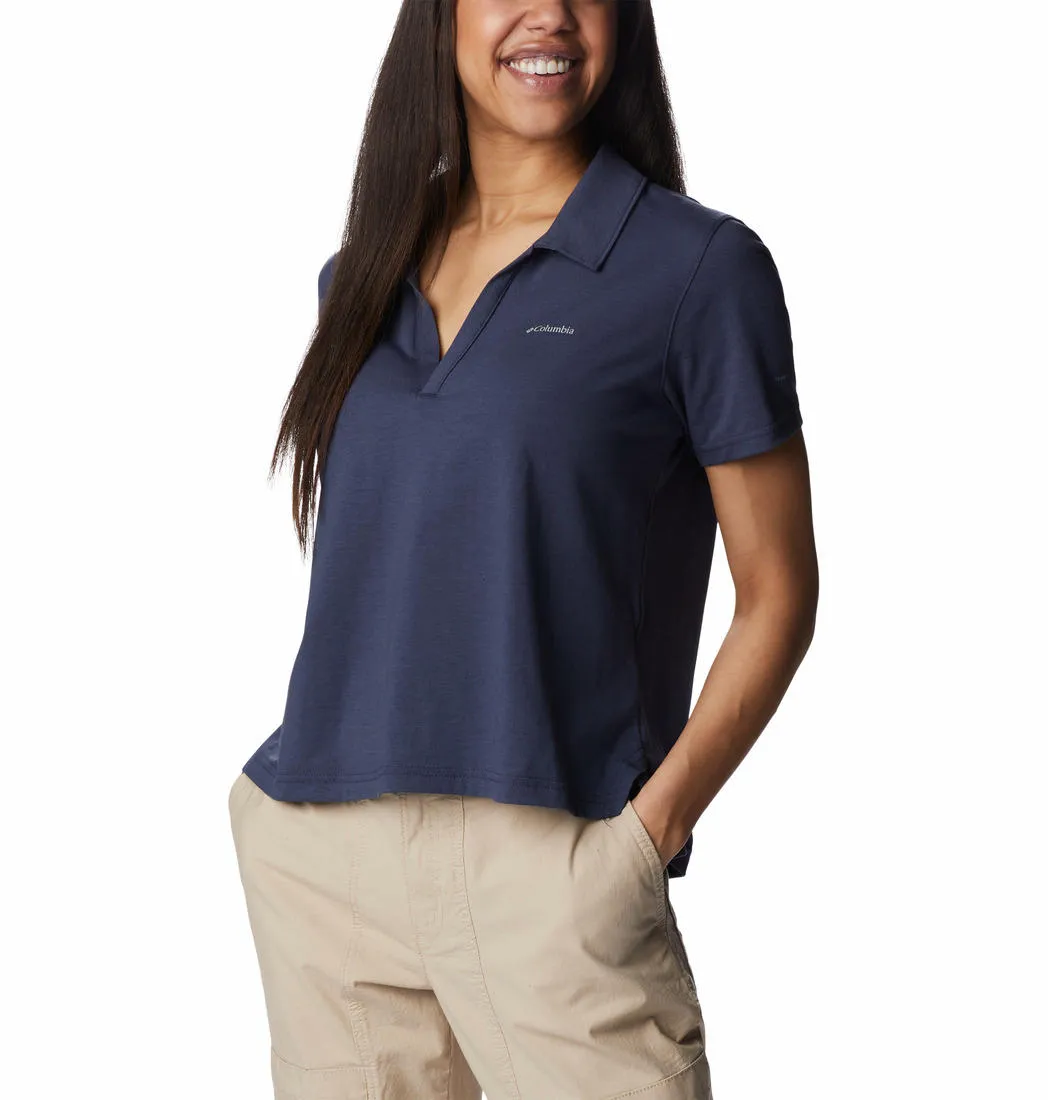 Columbia Women Navy Blue Omni-Wick W Sun Trek Polo Tshirt