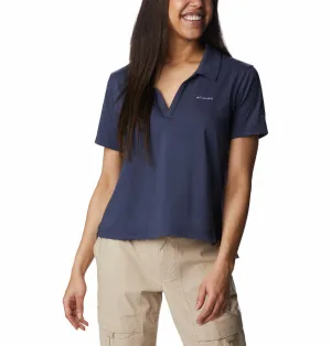 Columbia Women Navy Blue Omni-Wick W Sun Trek Polo Tshirt
