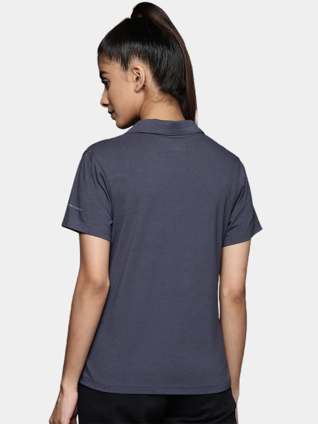Columbia Women Navy Blue Omni-Wick W Sun Trek Polo Tshirt