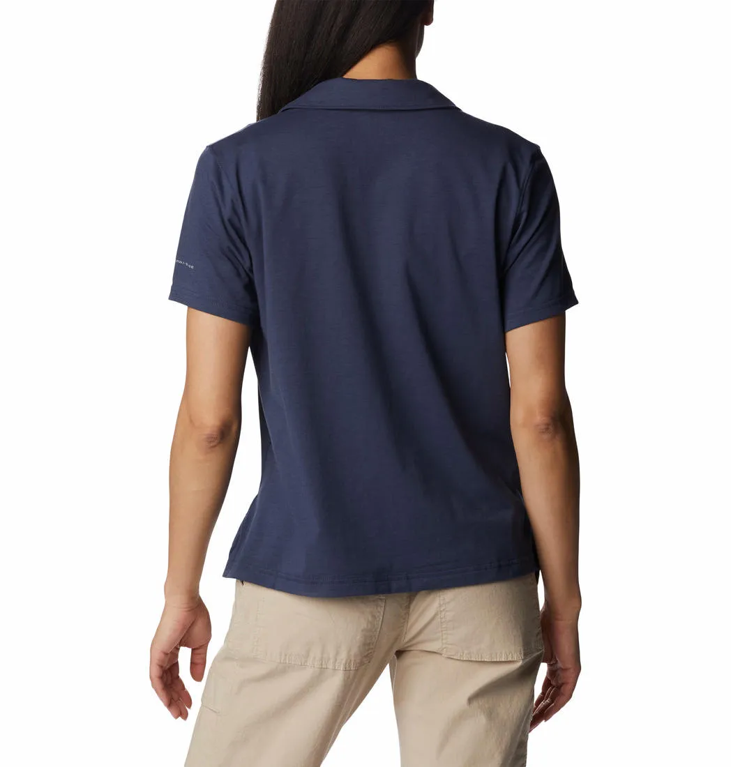Columbia Women Navy Blue Omni-Wick W Sun Trek Polo Tshirt