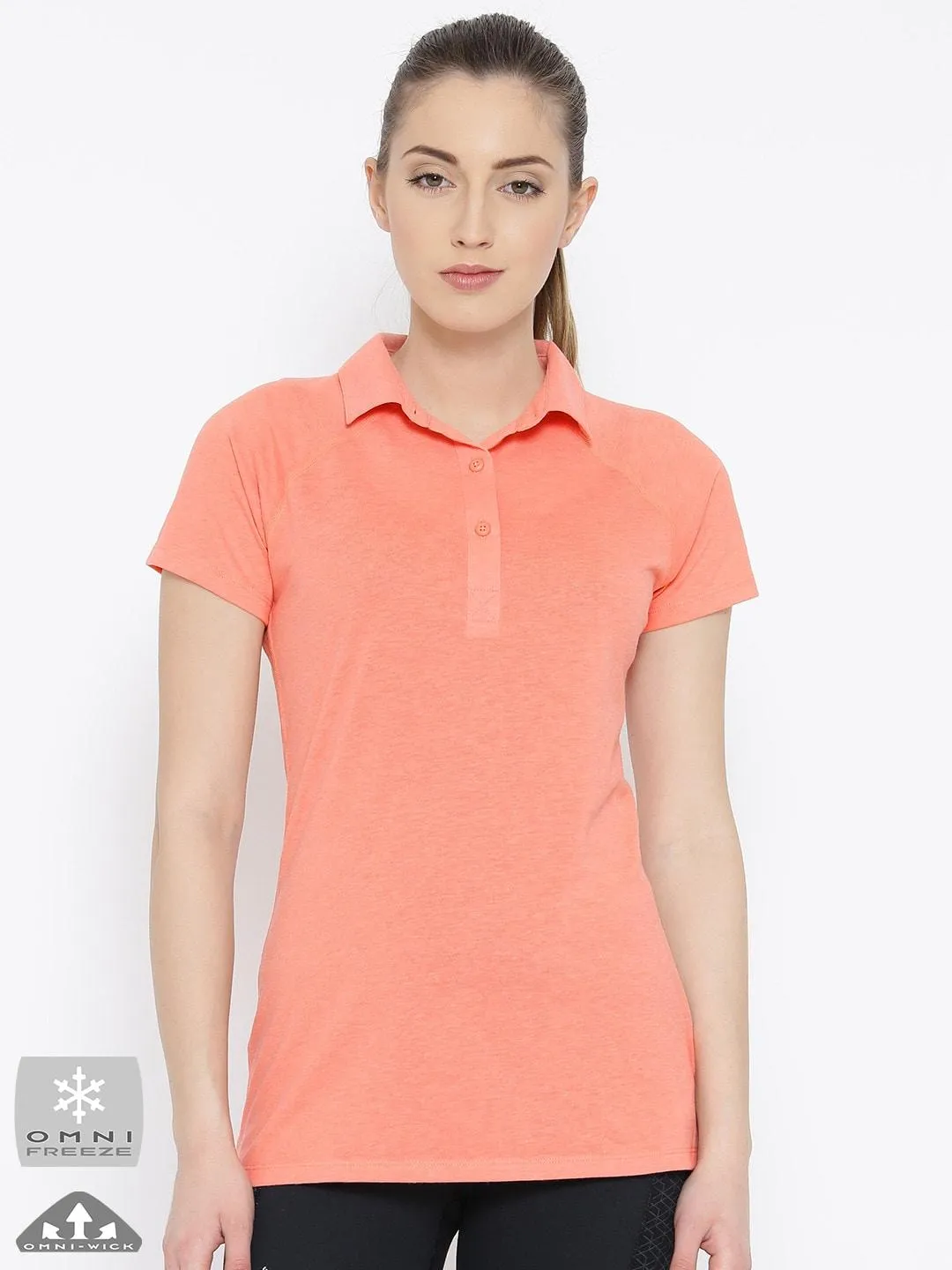 Columbia Women Orange Omni-Freeze Silver Ridge Zero Polo Tshirt
