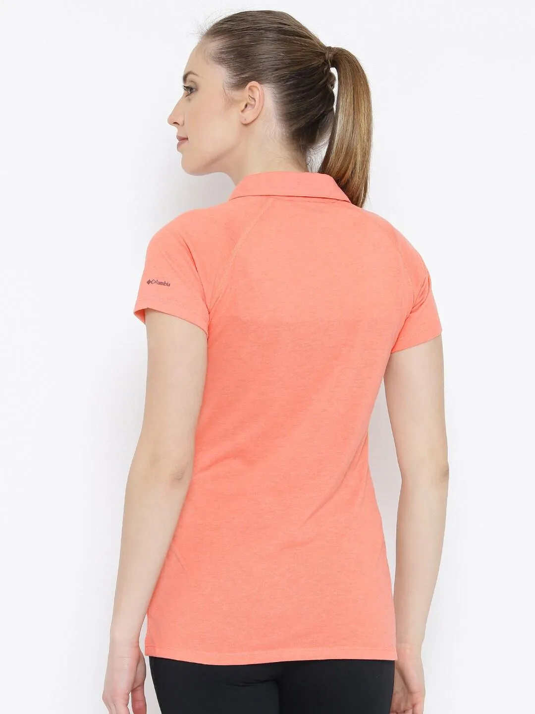 Columbia Women Orange Omni-Freeze Silver Ridge Zero Polo Tshirt