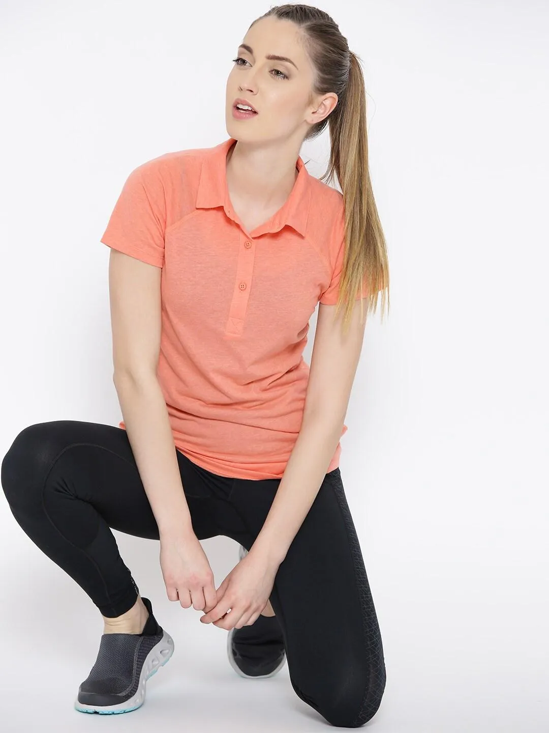 Columbia Women Orange Omni-Freeze Silver Ridge Zero Polo Tshirt