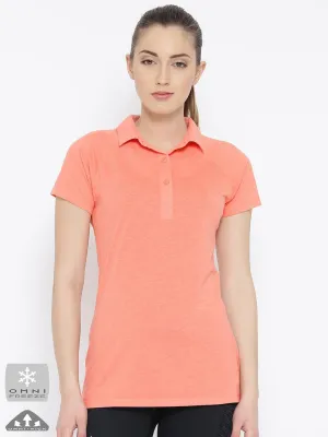 Columbia Women Orange Omni-Freeze Silver Ridge Zero Polo Tshirt