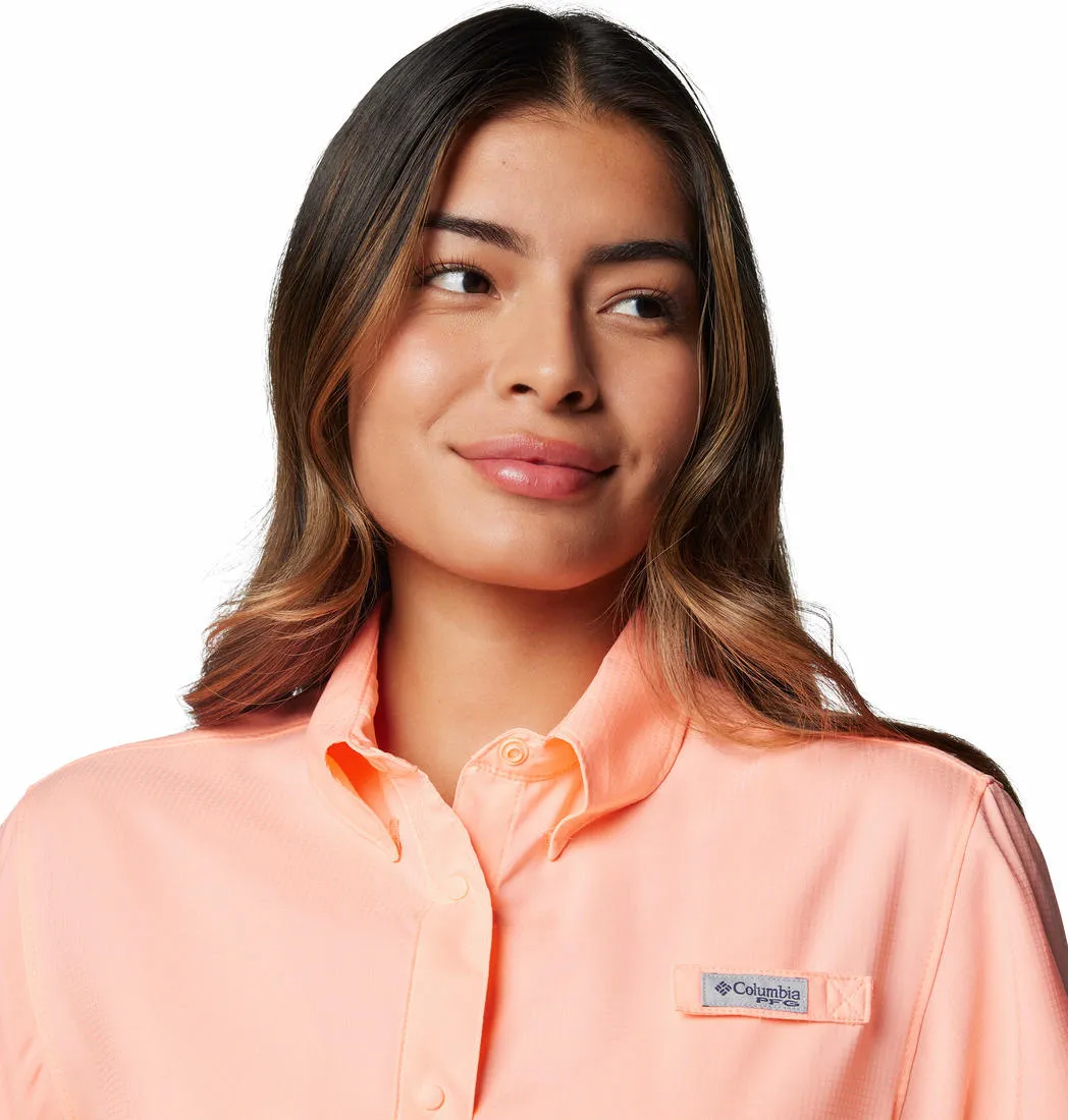 Columbia Women Orange Omni-Shade Tamiami II Short Sleeve Shirt