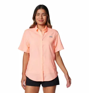 Columbia Women Orange Omni-Shade Tamiami II Short Sleeve Shirt