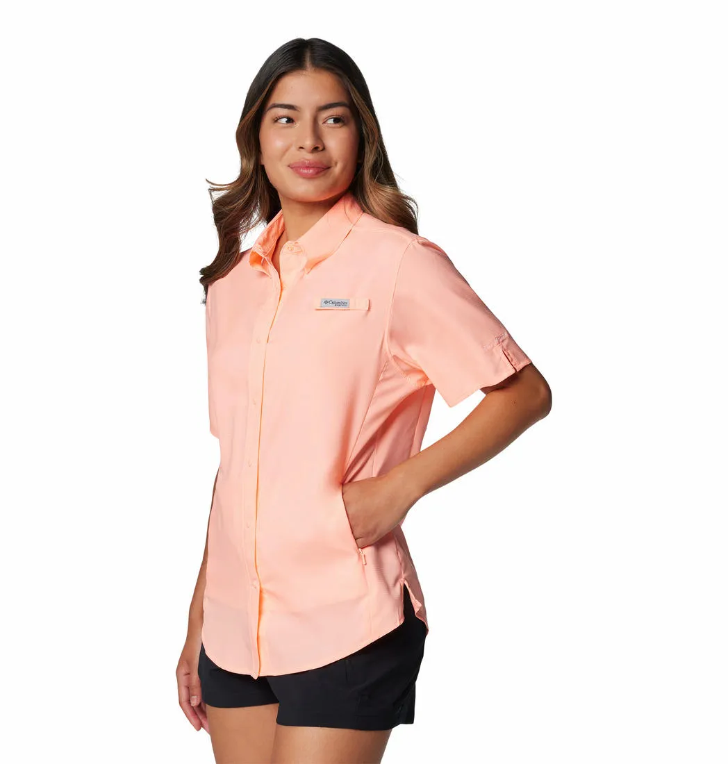Columbia Women Orange Omni-Shade Tamiami II Short Sleeve Shirt