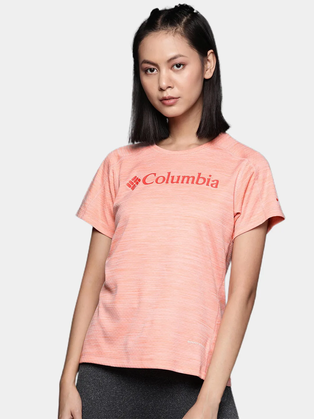 Columbia Women Peach Omni-Freeze W Zero Rules Graphic Crew Tshirt