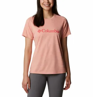 Columbia Women Peach Omni-Freeze W Zero Rules Graphic Crew Tshirt