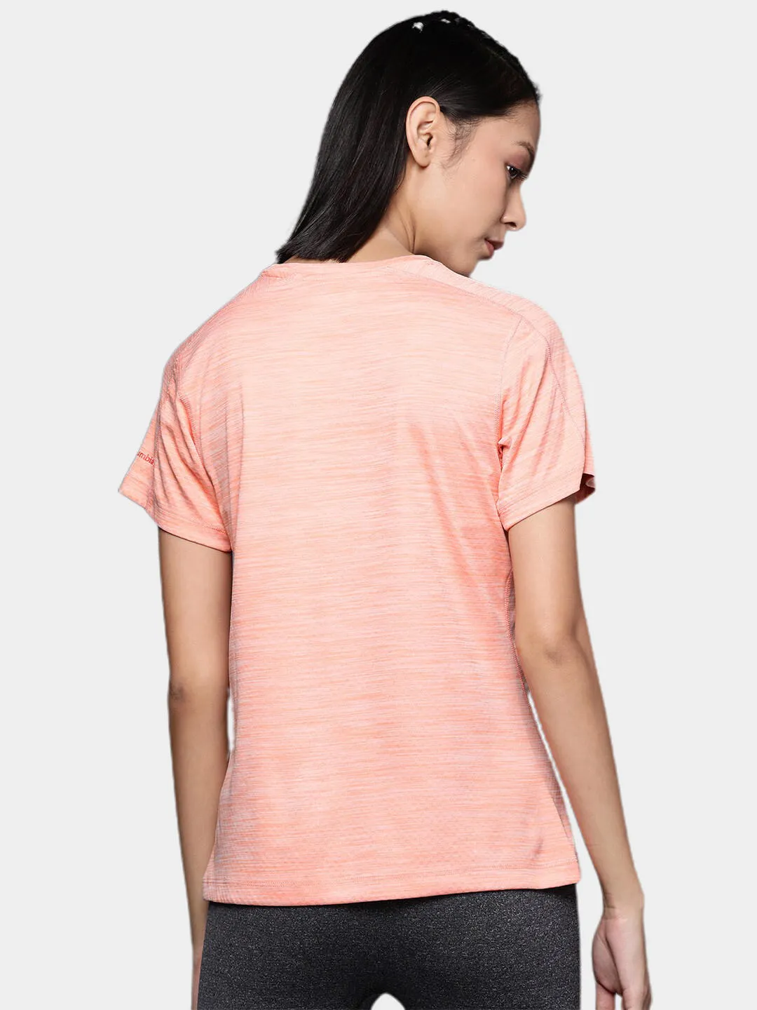 Columbia Women Peach Omni-Freeze W Zero Rules Graphic Crew Tshirt
