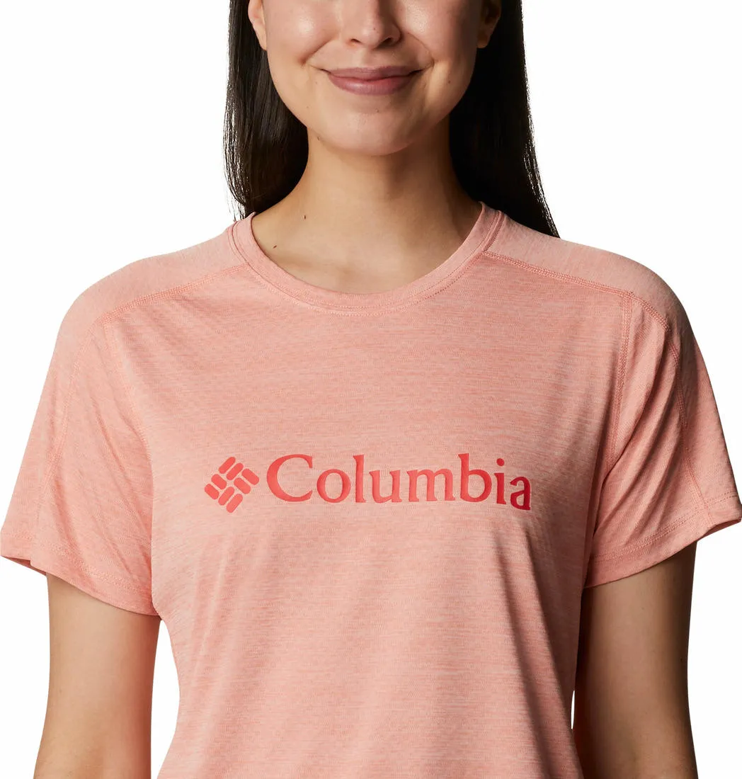 Columbia Women Peach Omni-Freeze W Zero Rules Graphic Crew Tshirt