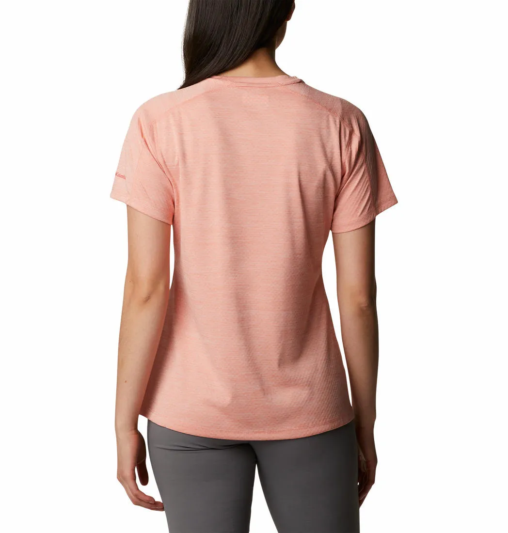 Columbia Women Peach Omni-Freeze W Zero Rules Graphic Crew Tshirt