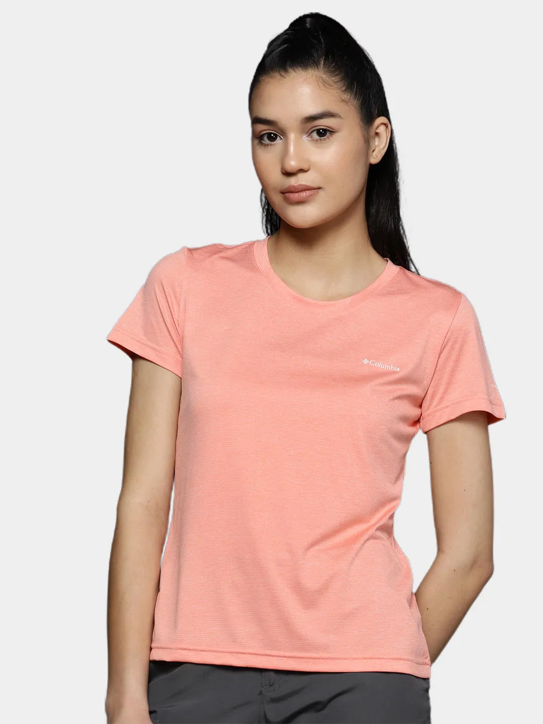 Columbia Women Peach Omni-Wick Hike Crew Tshirt