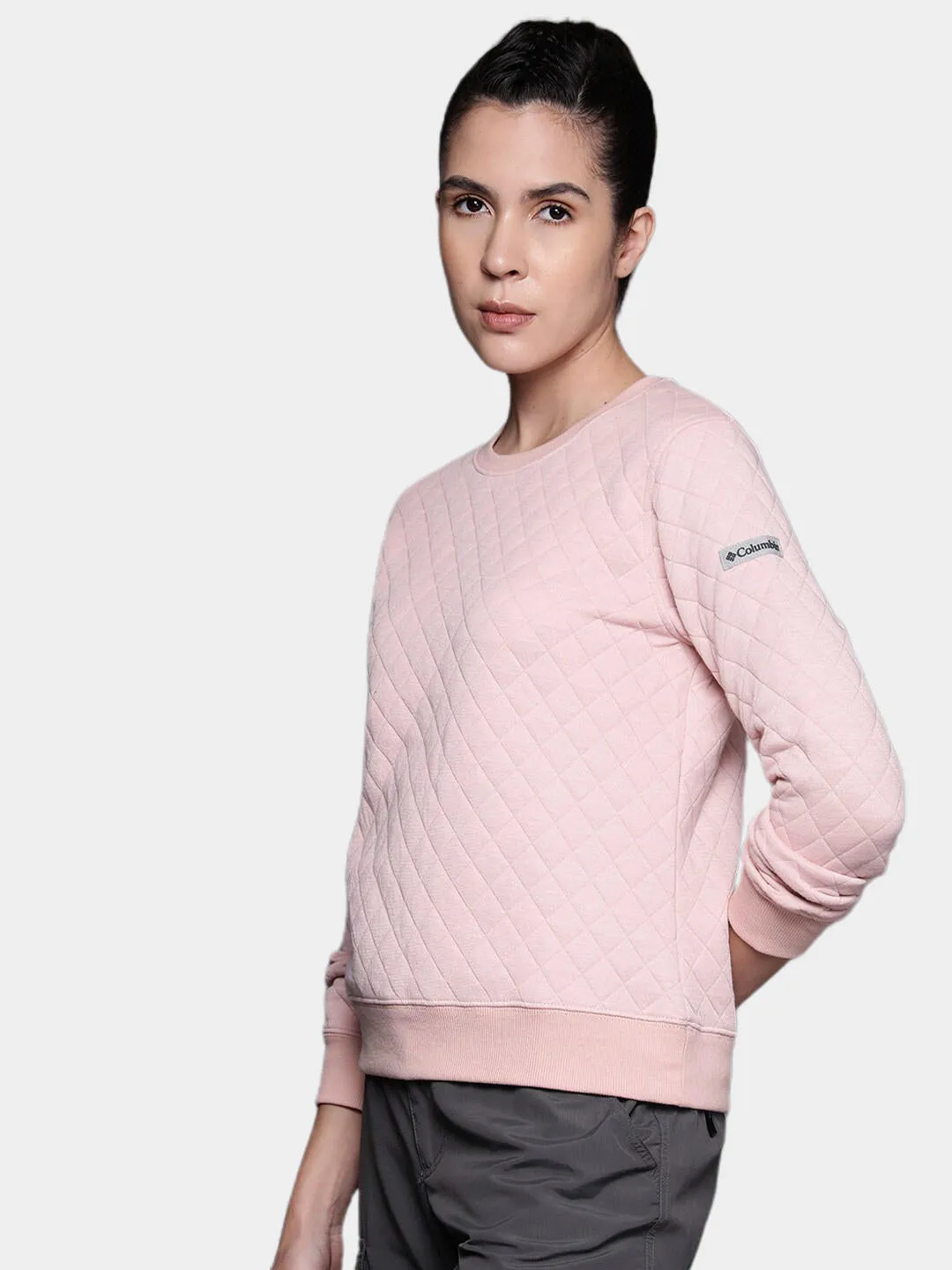 Columbia Women Pink Lodge Quilted Crew Pullover