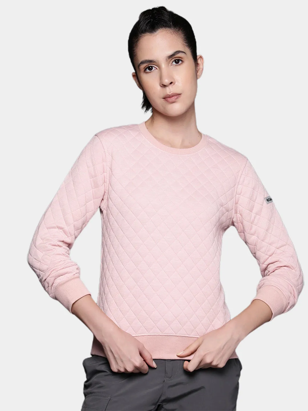 Columbia Women Pink Lodge Quilted Crew Pullover
