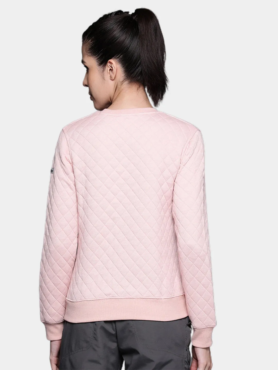 Columbia Women Pink Lodge Quilted Crew Pullover