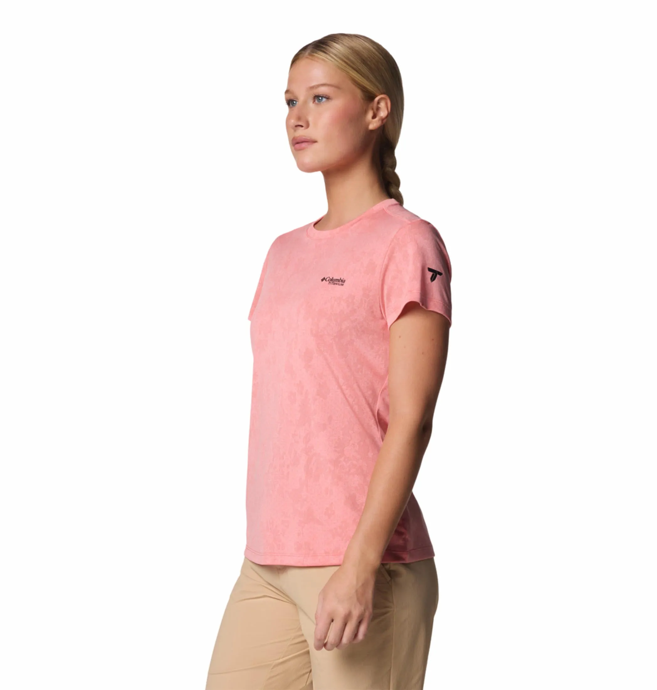 Columbia Women Pink Omni-Wick Bluebird Canyon Crew Tshirt