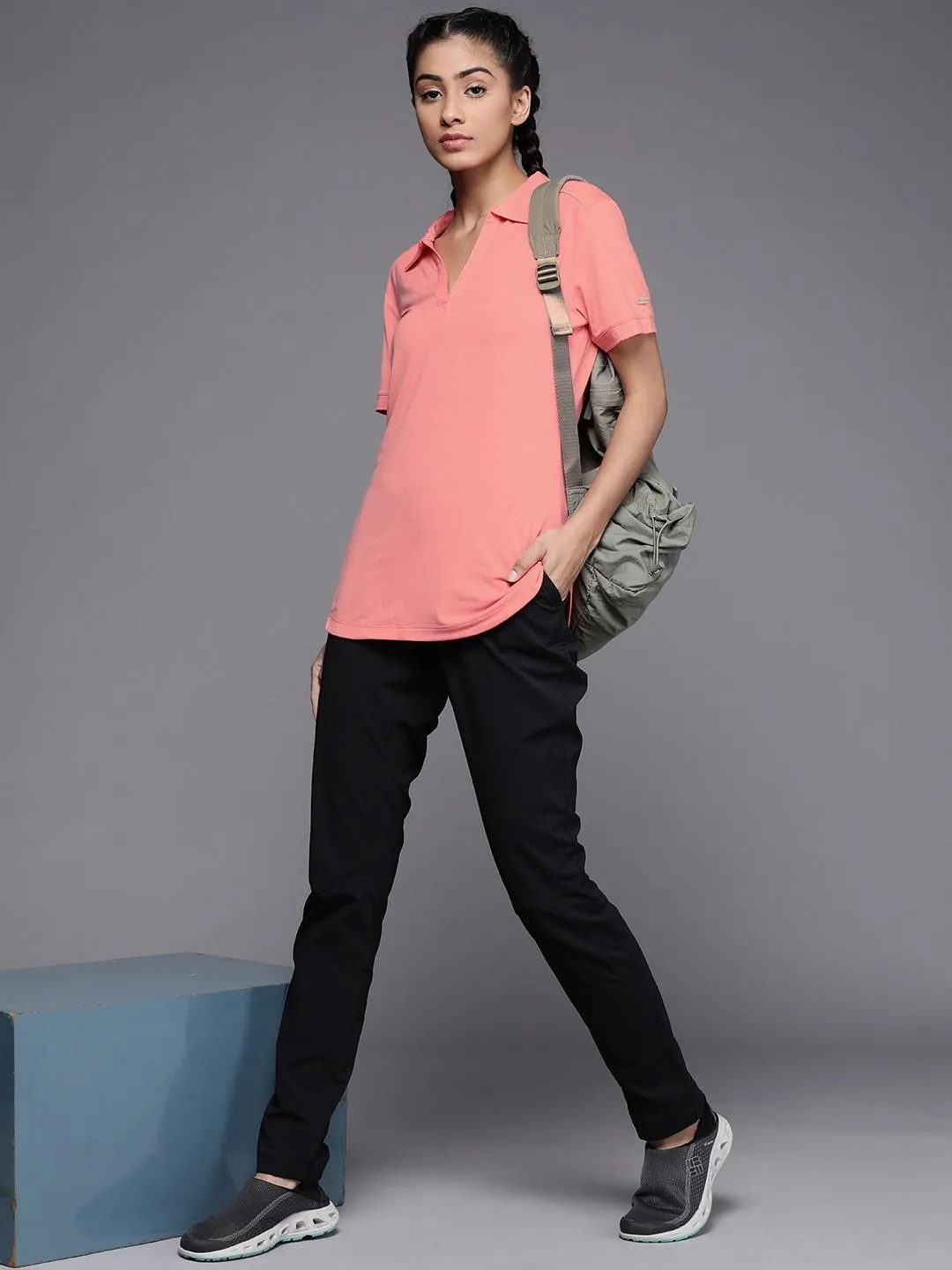 Columbia Women Pink Omni-Wick Essential Elements Polo Tshirt