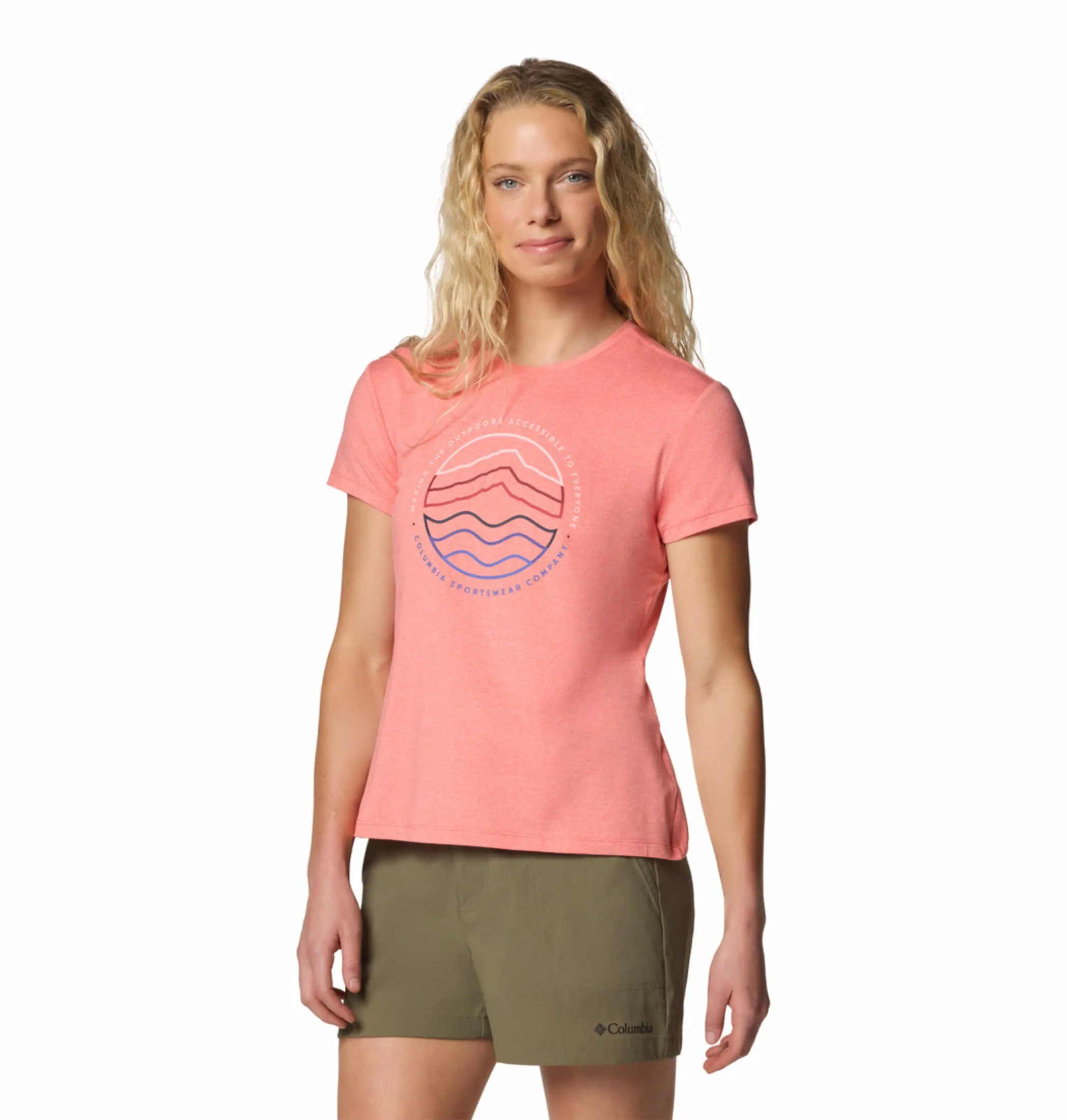 Columbia Women Pink Omni-Wick Sloan Ridge Graphic Tshirt