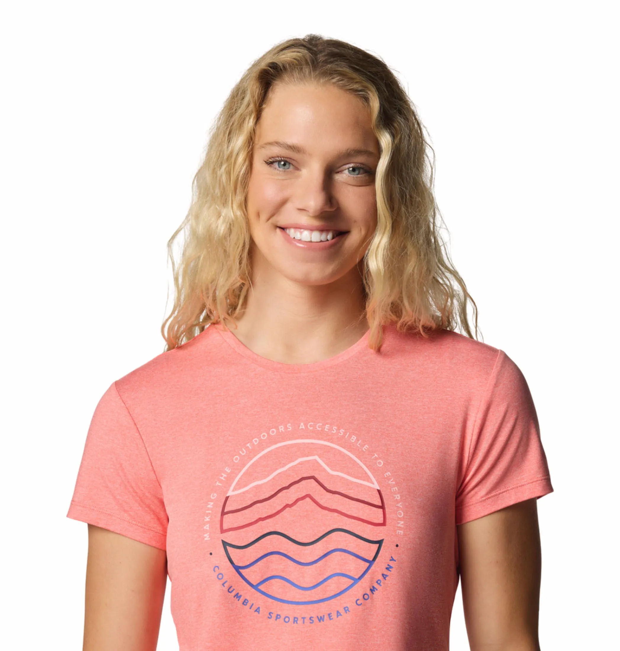Columbia Women Pink Omni-Wick Sloan Ridge Graphic Tshirt