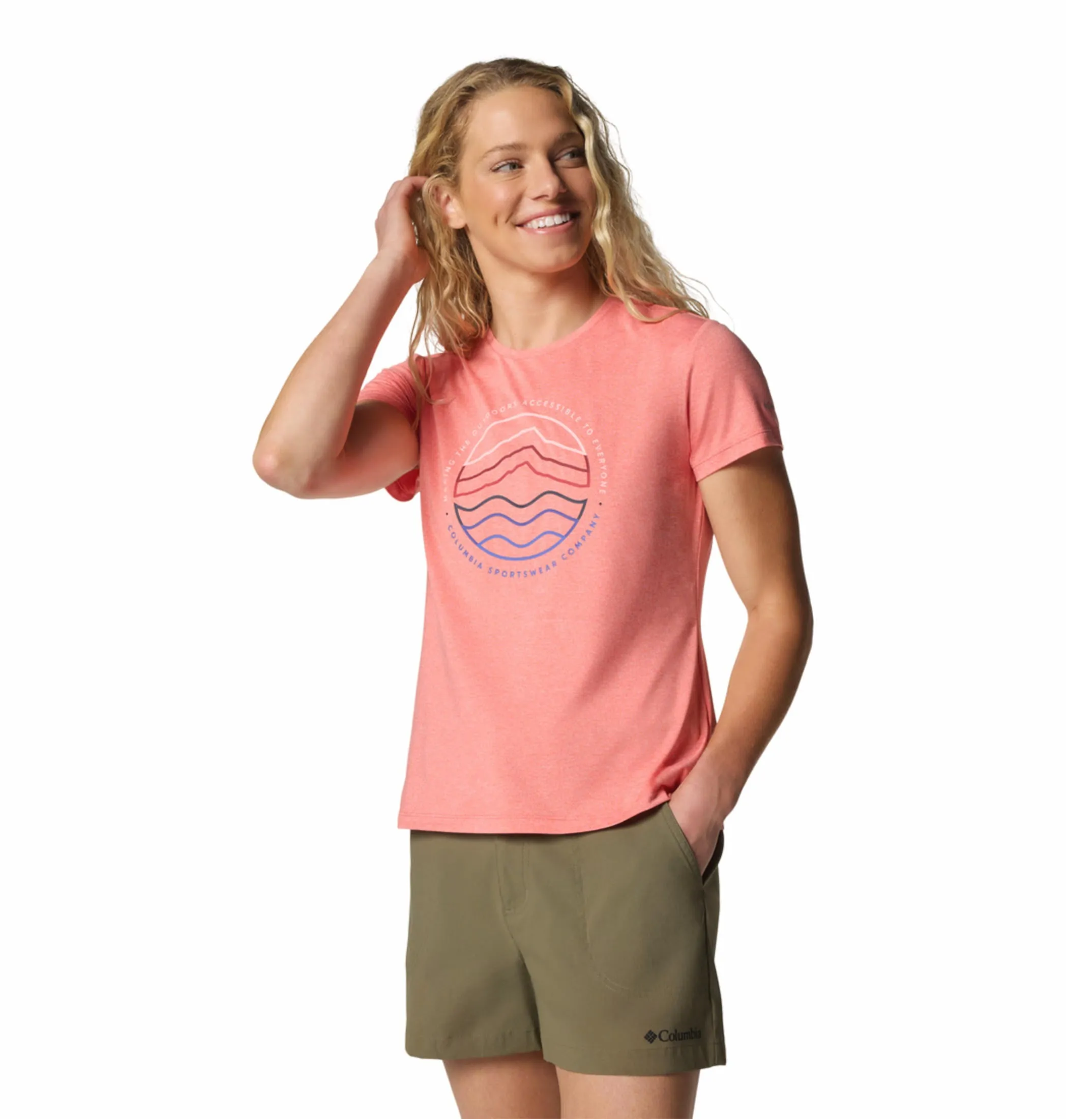 Columbia Women Pink Omni-Wick Sloan Ridge Graphic Tshirt