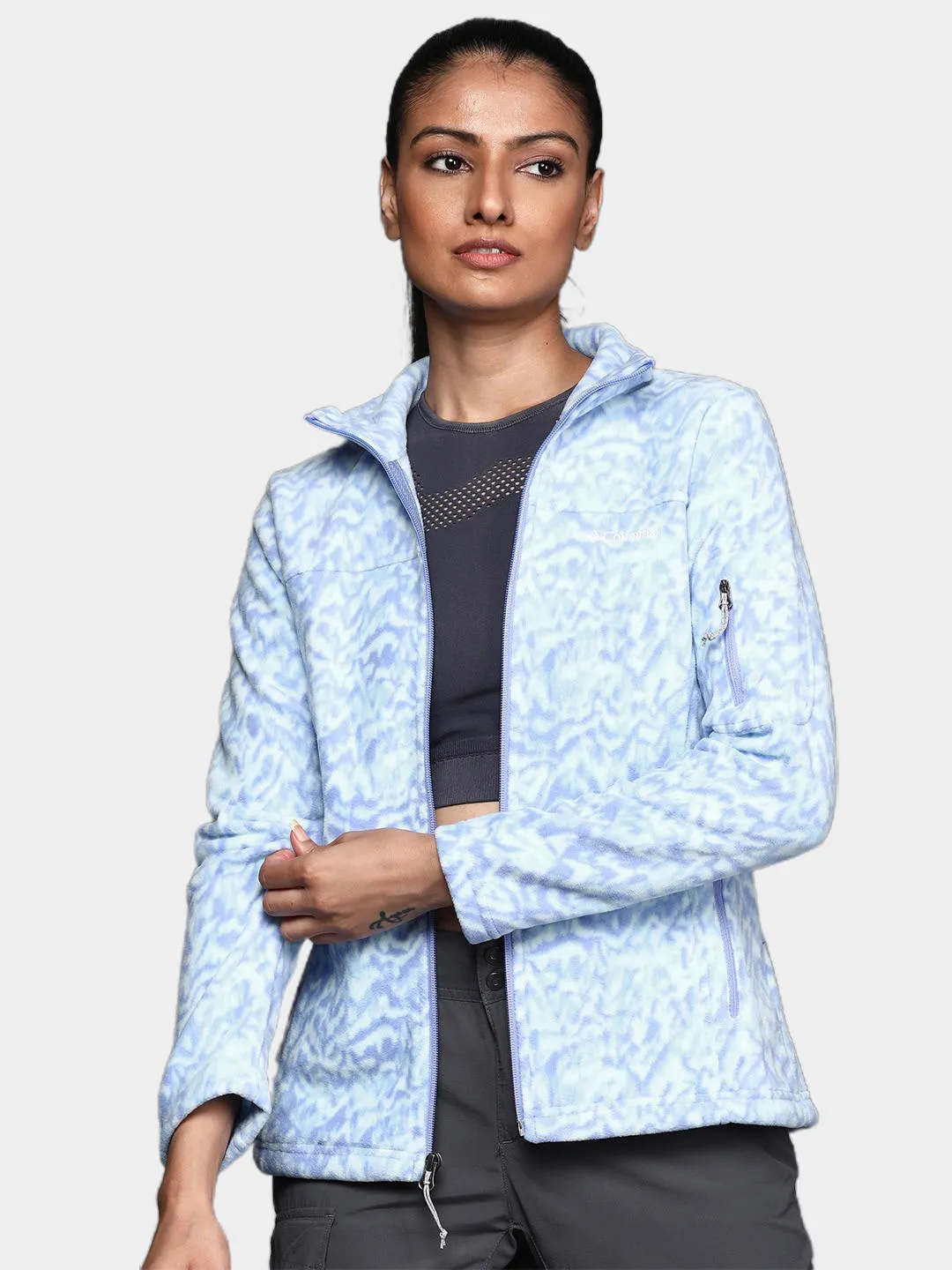 Columbia Women Purple Fast Trek Printed Fleece Jacket