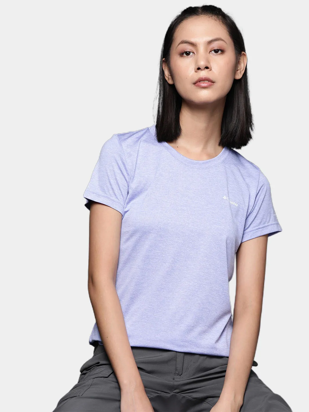 Columbia Women Purple Omni-Wick Hike Crew Tshirt