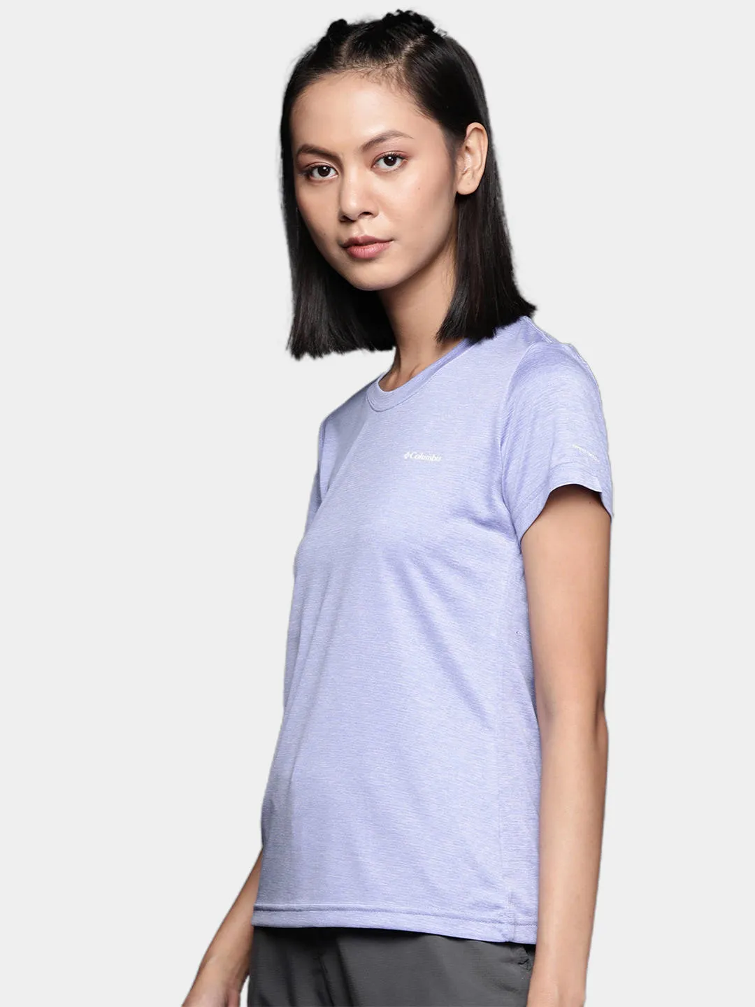 Columbia Women Purple Omni-Wick Hike Crew Tshirt