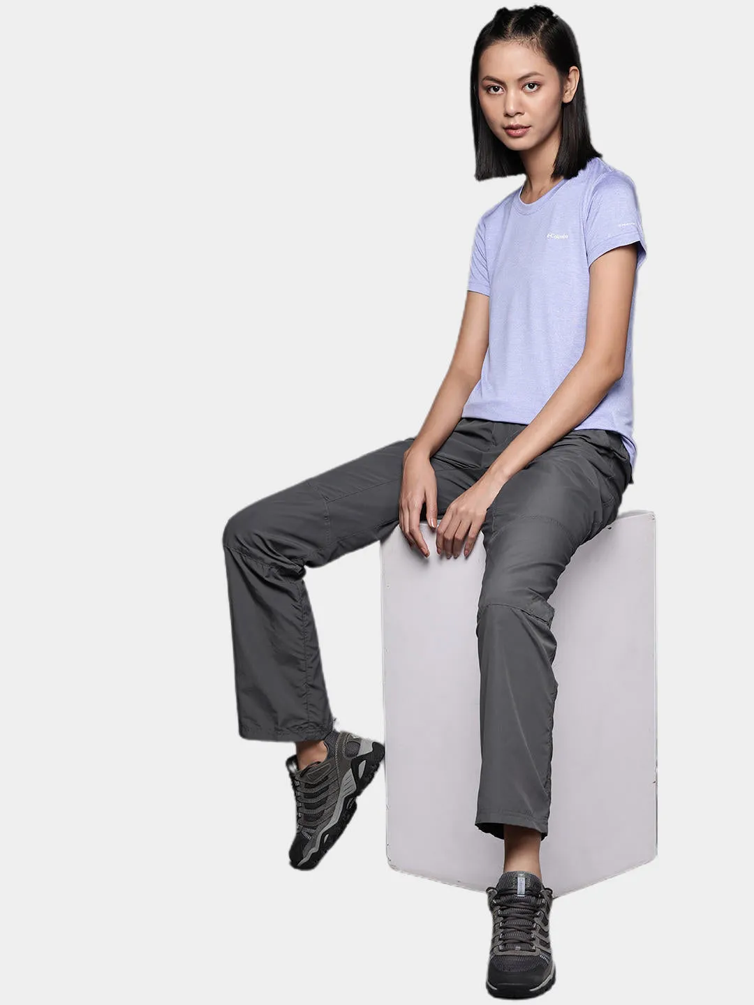 Columbia Women Purple Omni-Wick Hike Crew Tshirt