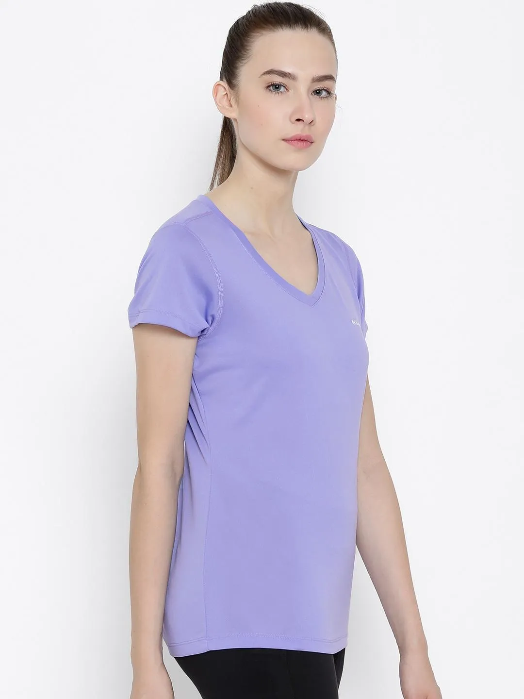 Columbia Women Purple Omni-Wick Tech TrekShort Sleeve Tshirt