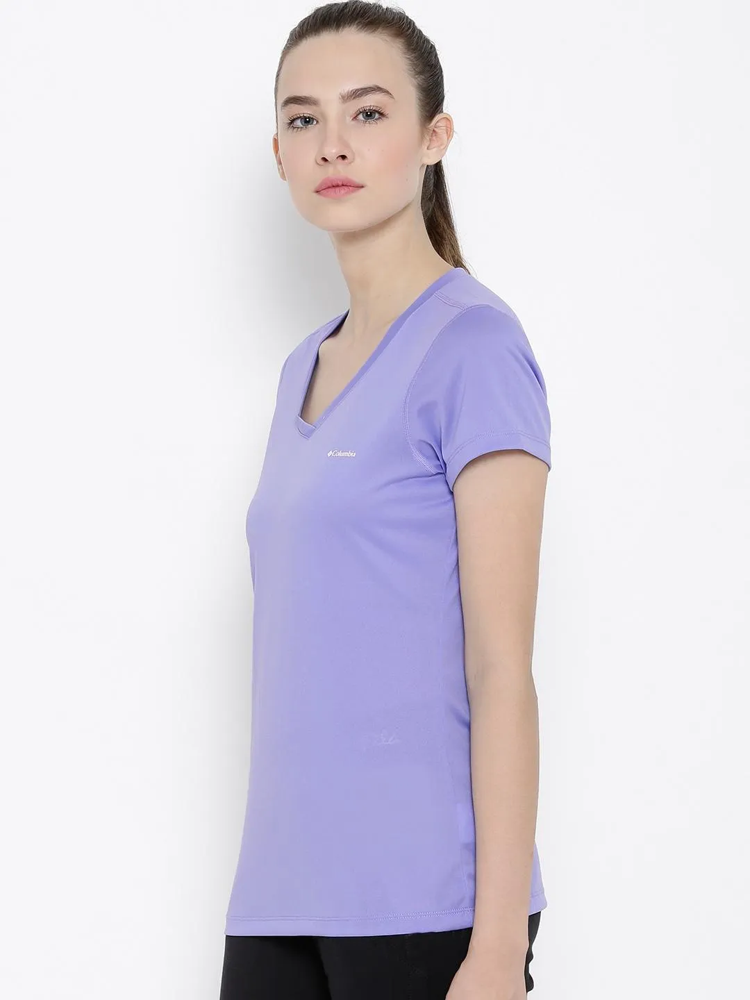 Columbia Women Purple Omni-Wick Tech TrekShort Sleeve Tshirt