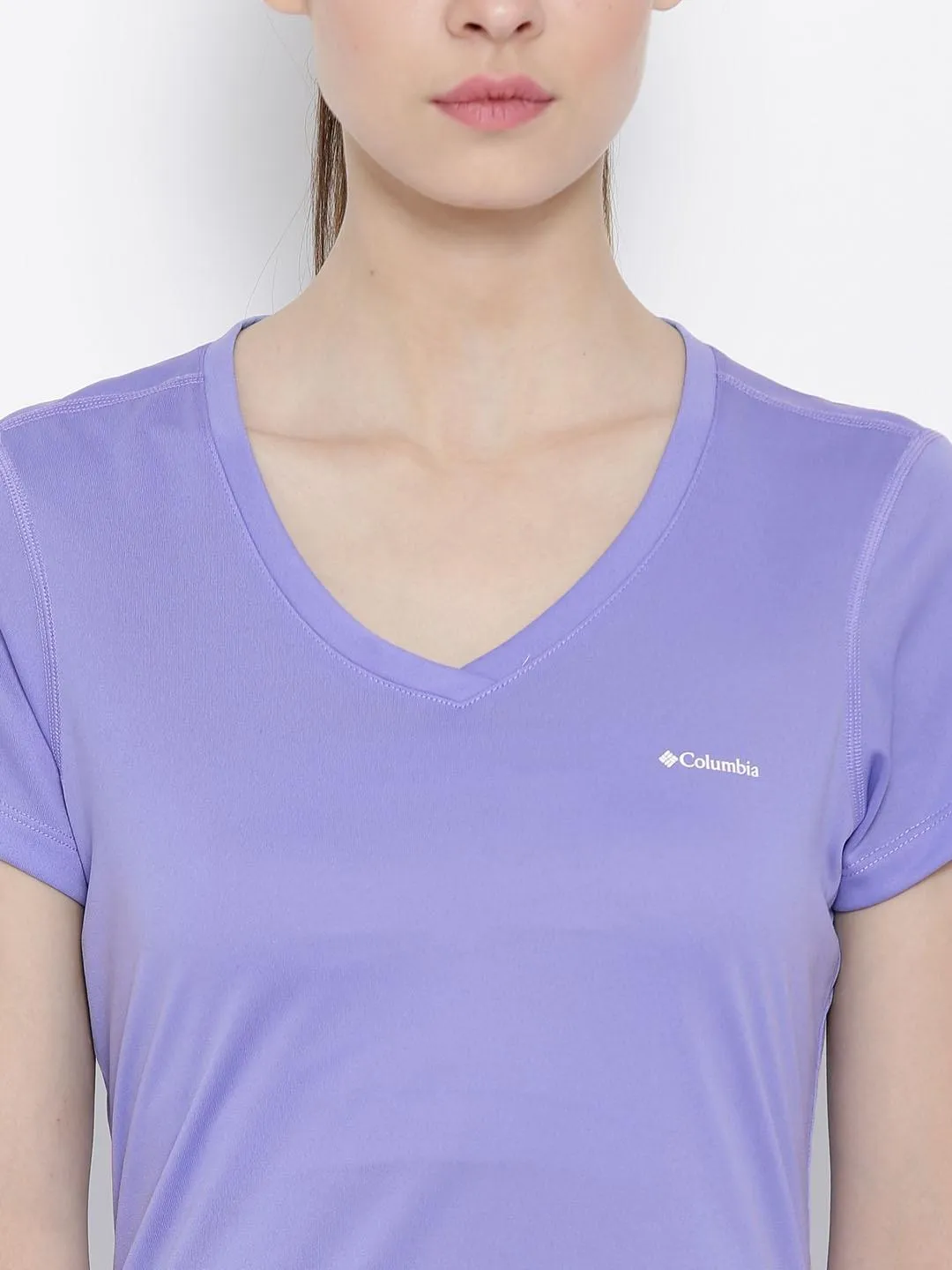 Columbia Women Purple Omni-Wick Tech TrekShort Sleeve Tshirt