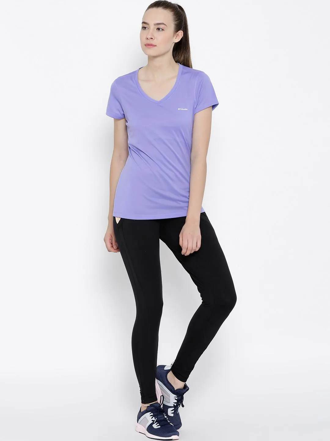 Columbia Women Purple Omni-Wick Tech TrekShort Sleeve Tshirt