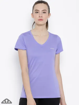 Columbia Women Purple Omni-Wick Tech TrekShort Sleeve Tshirt