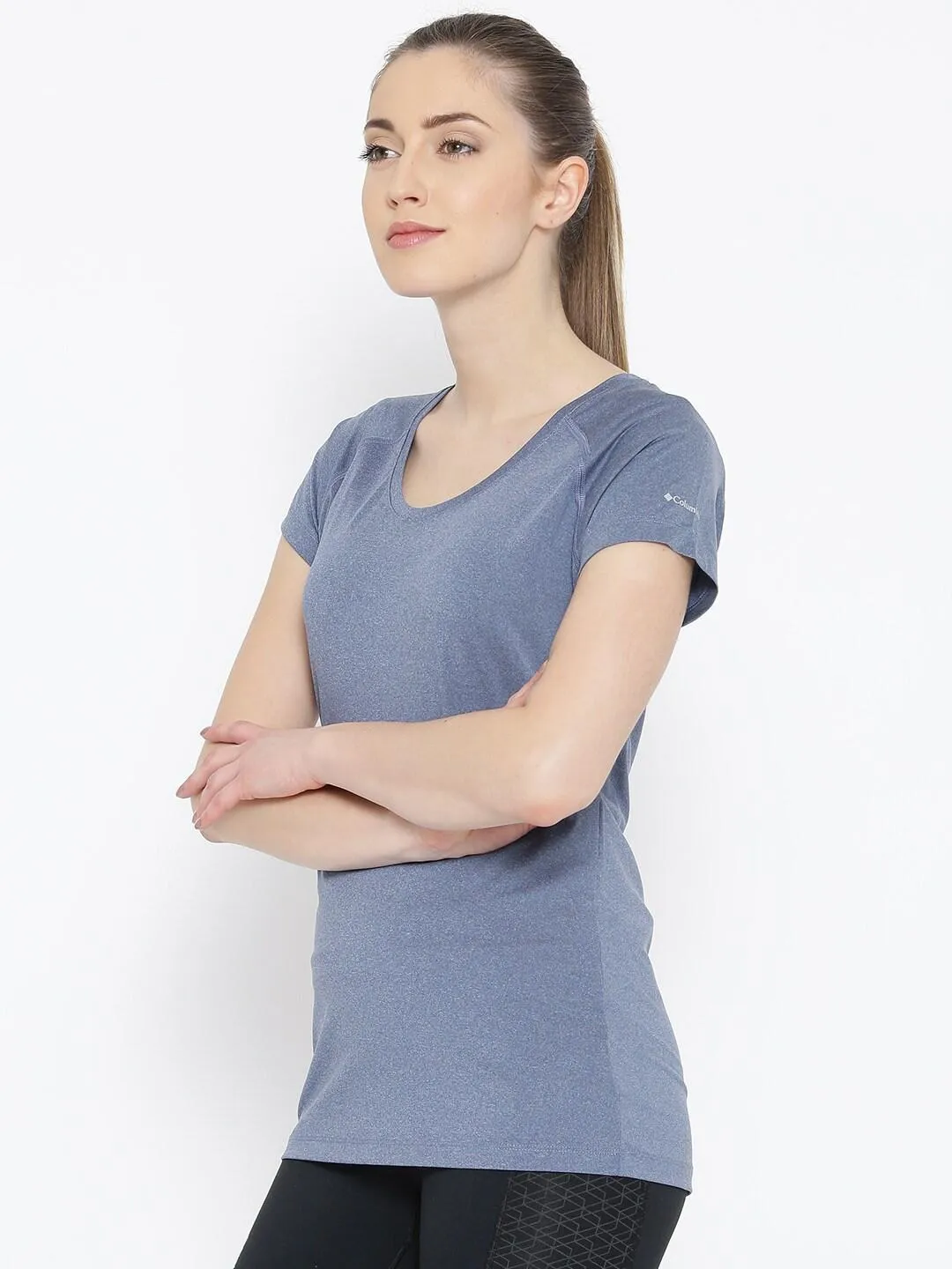 Columbia Women Purple Omni-Wick Tuk Mountain Tshirt