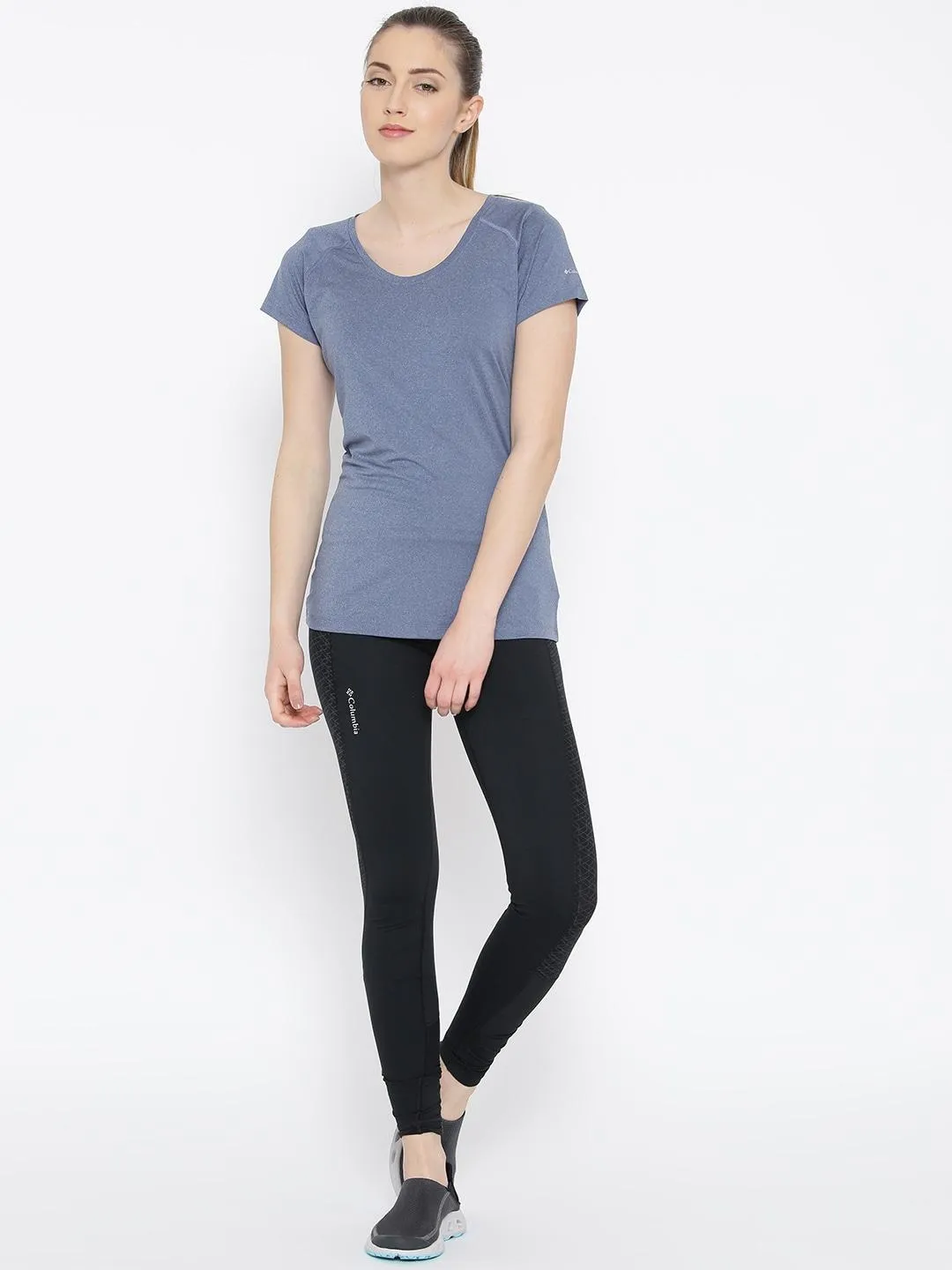 Columbia Women Purple Omni-Wick Tuk Mountain Tshirt
