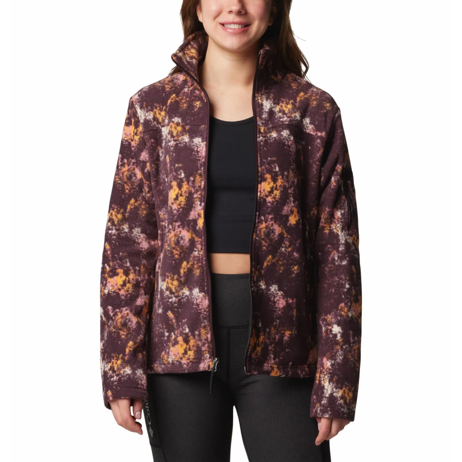 Columbia Women Red Fast Trek Printed Fleece Jacket