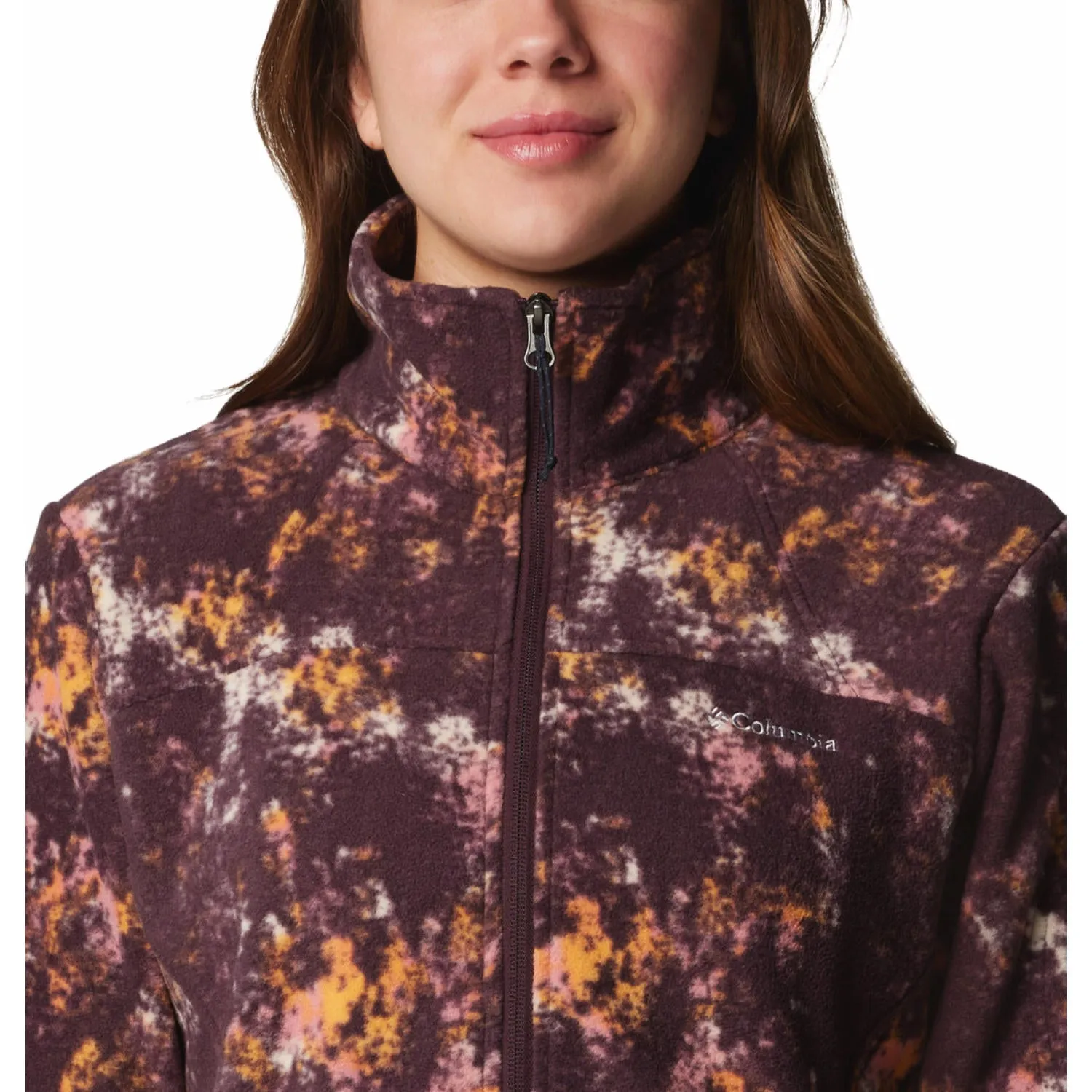 Columbia Women Red Fast Trek Printed Fleece Jacket