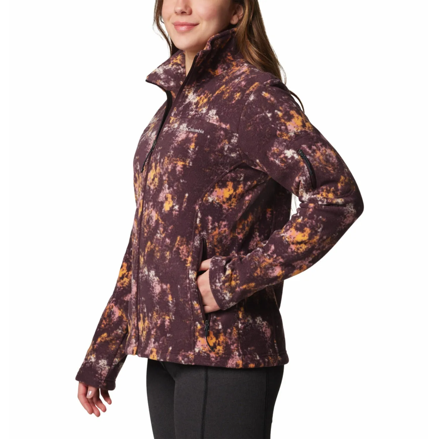 Columbia Women Red Fast Trek Printed Fleece Jacket