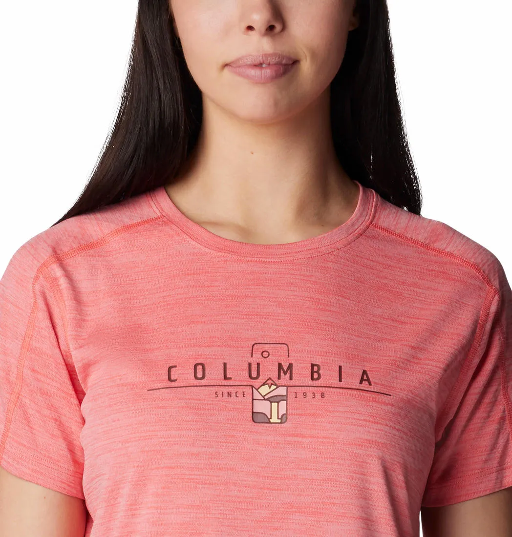 Columbia Women Red Omni-Freeze W Zero Rules Graphic Crew Tshirt