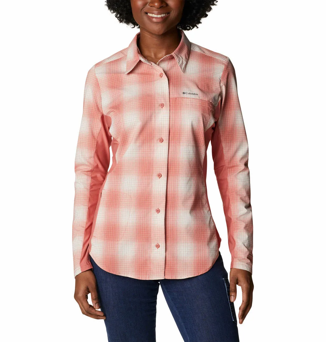 Columbia Women Red Omni-Shield Claudia Ridge Long Sleeve Shirt