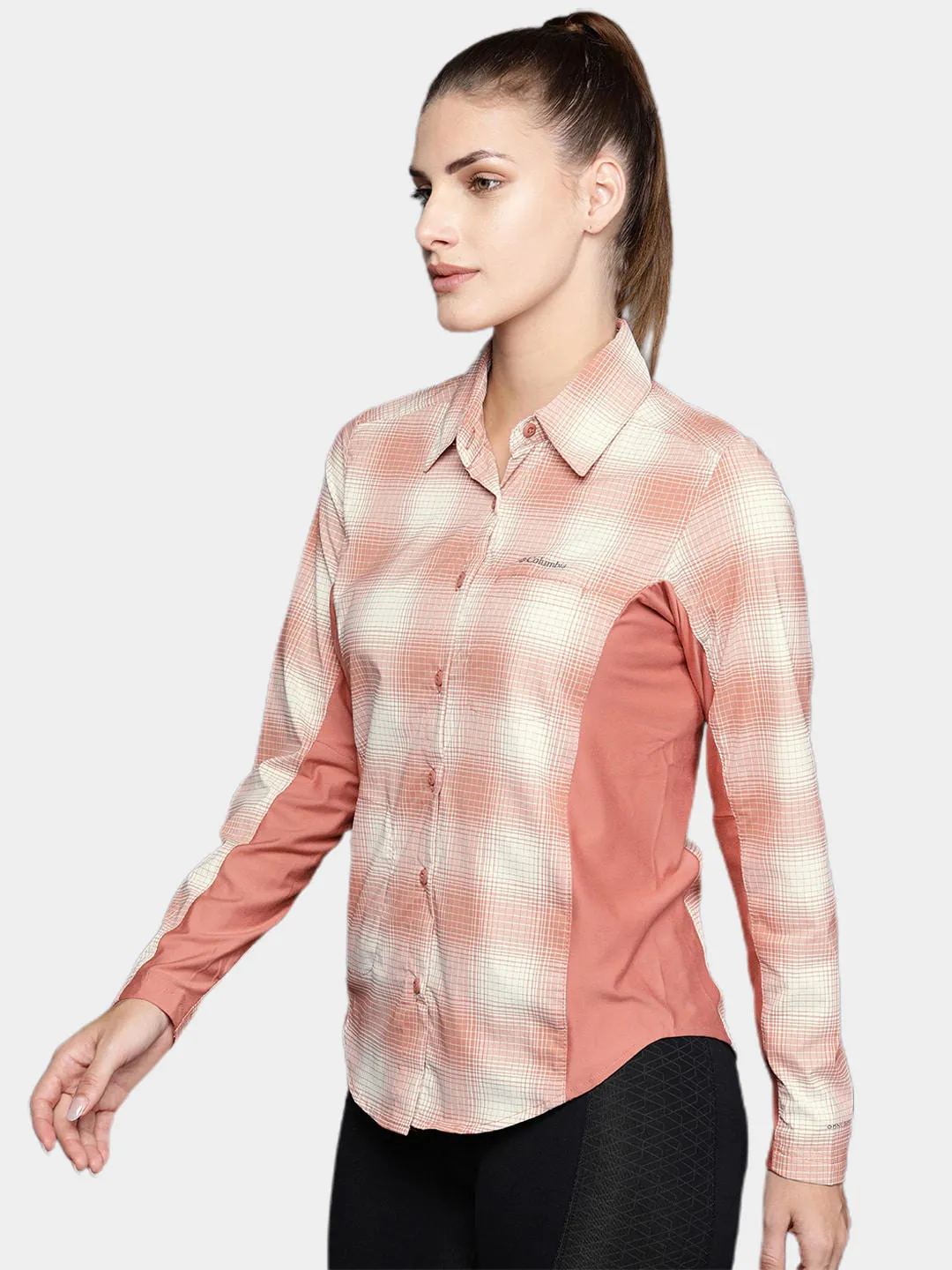 Columbia Women Red Omni-Shield Claudia Ridge Long Sleeve Shirt