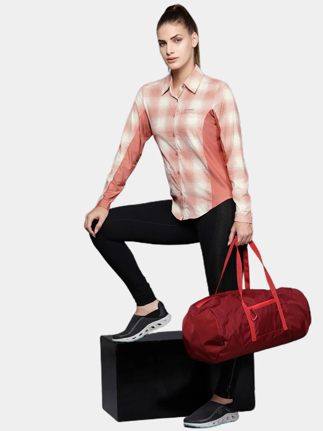 Columbia Women Red Omni-Shield Claudia Ridge Long Sleeve Shirt