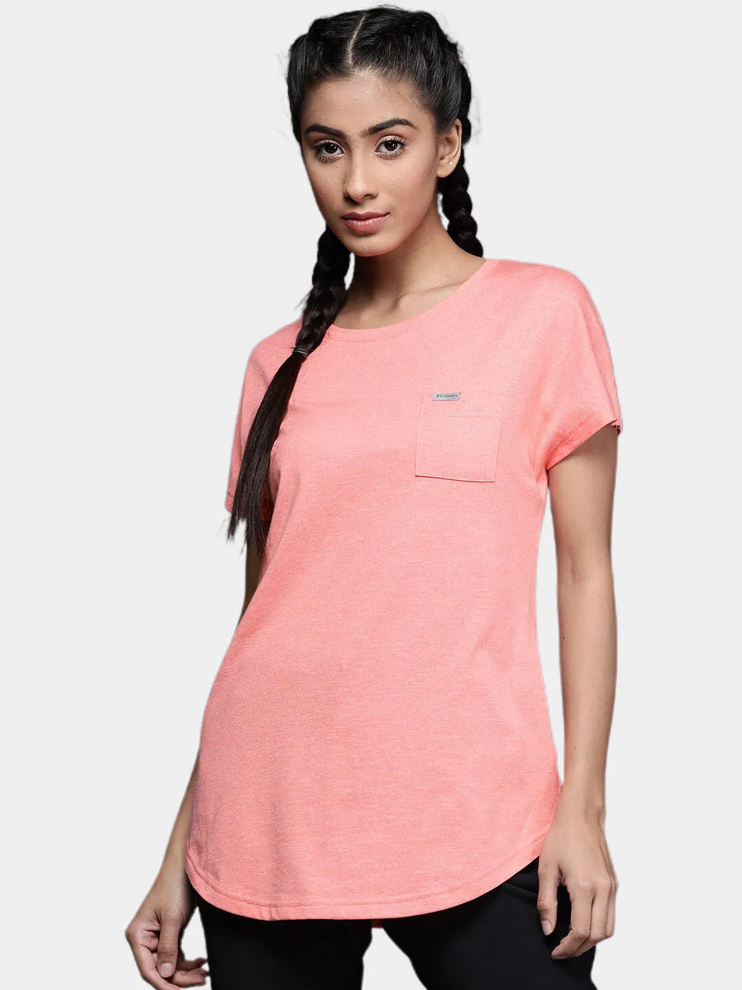 Columbia Women Red Omni-Wick Cades Cape Tshirt