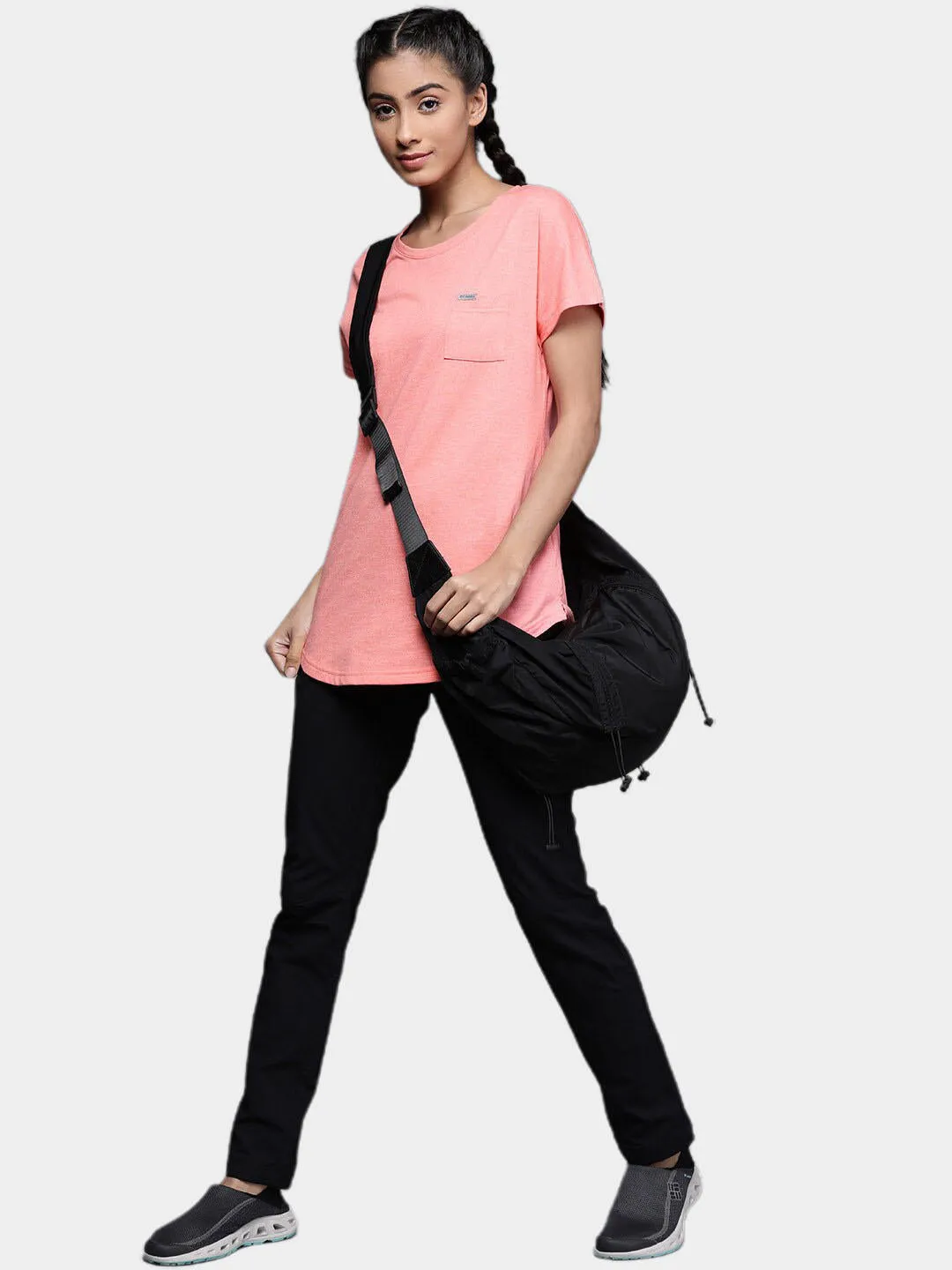 Columbia Women Red Omni-Wick Cades Cape Tshirt