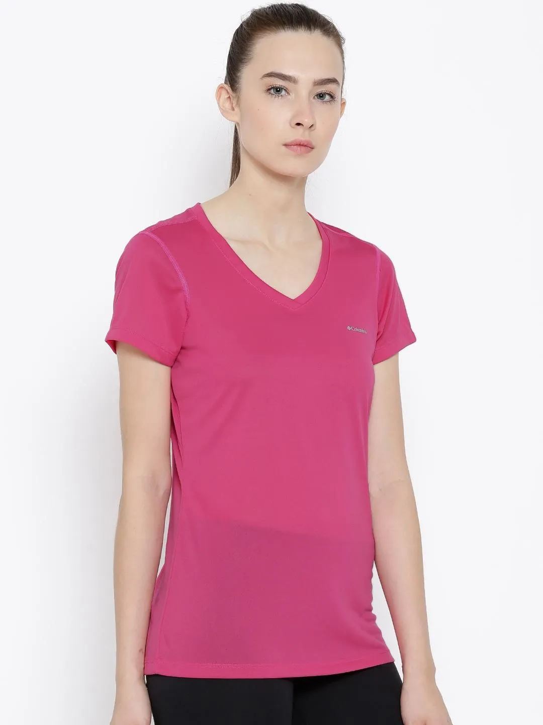 Columbia Women Red Omni-Wick Tech TrekShort Sleeve Tshirt